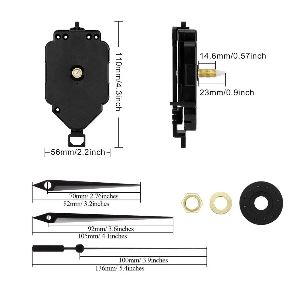 Smooth Sweep DIY Clock Movement Mechanism Quartz Clockwork Hands Replacement for Wall Clock