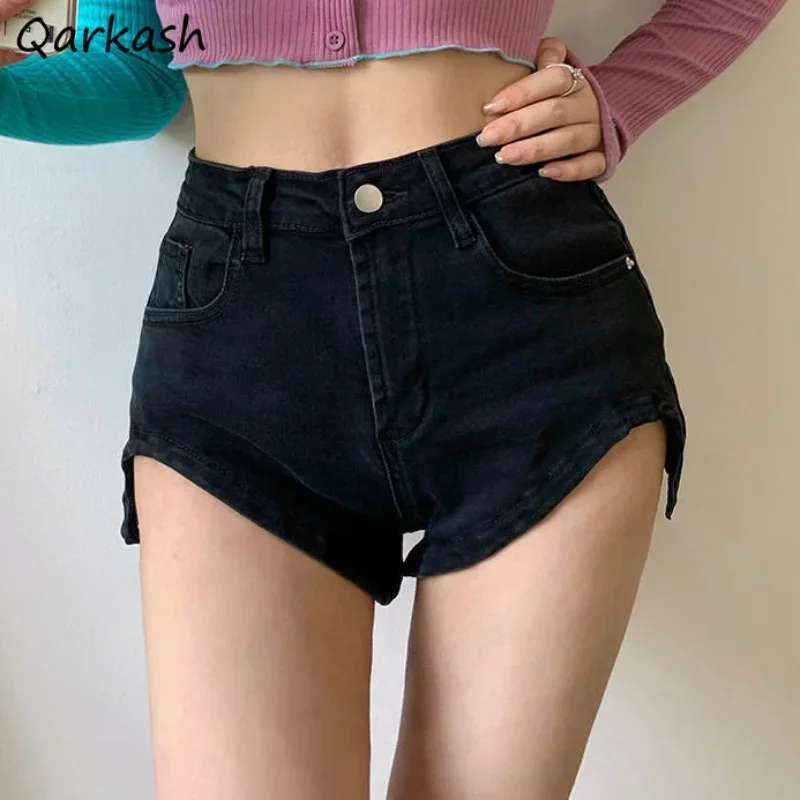 Denim Shorts Women High Waist Slim Hotsweet Summer Pure Color Sexy Fashion Streetwear Basic Vintage Simple Hipster Korean Style