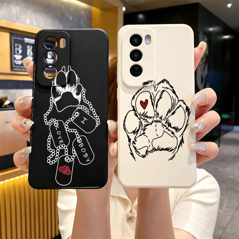 Cute Cartoon Puppy Dog Paw Couple Print Phone Case for Samsung Galaxy A57A56 A55 A54 A53 A52 A51 A50 A16 A36 A14 A37 Soft Cover