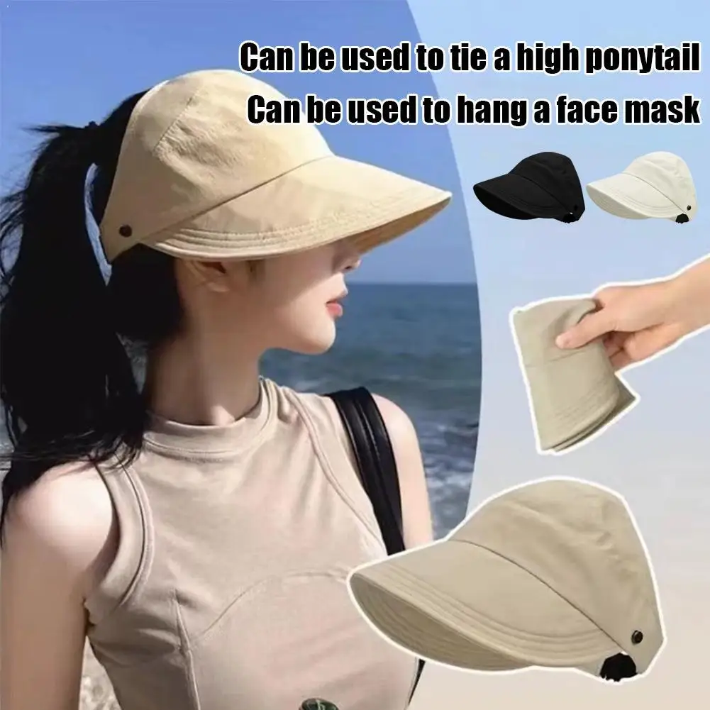 

Quick-drying Fisherman Cap Sunshade Hat Can Be Hung With Mask Quick Drying Thin Style Summer Ponytail Female Adjustable Caps