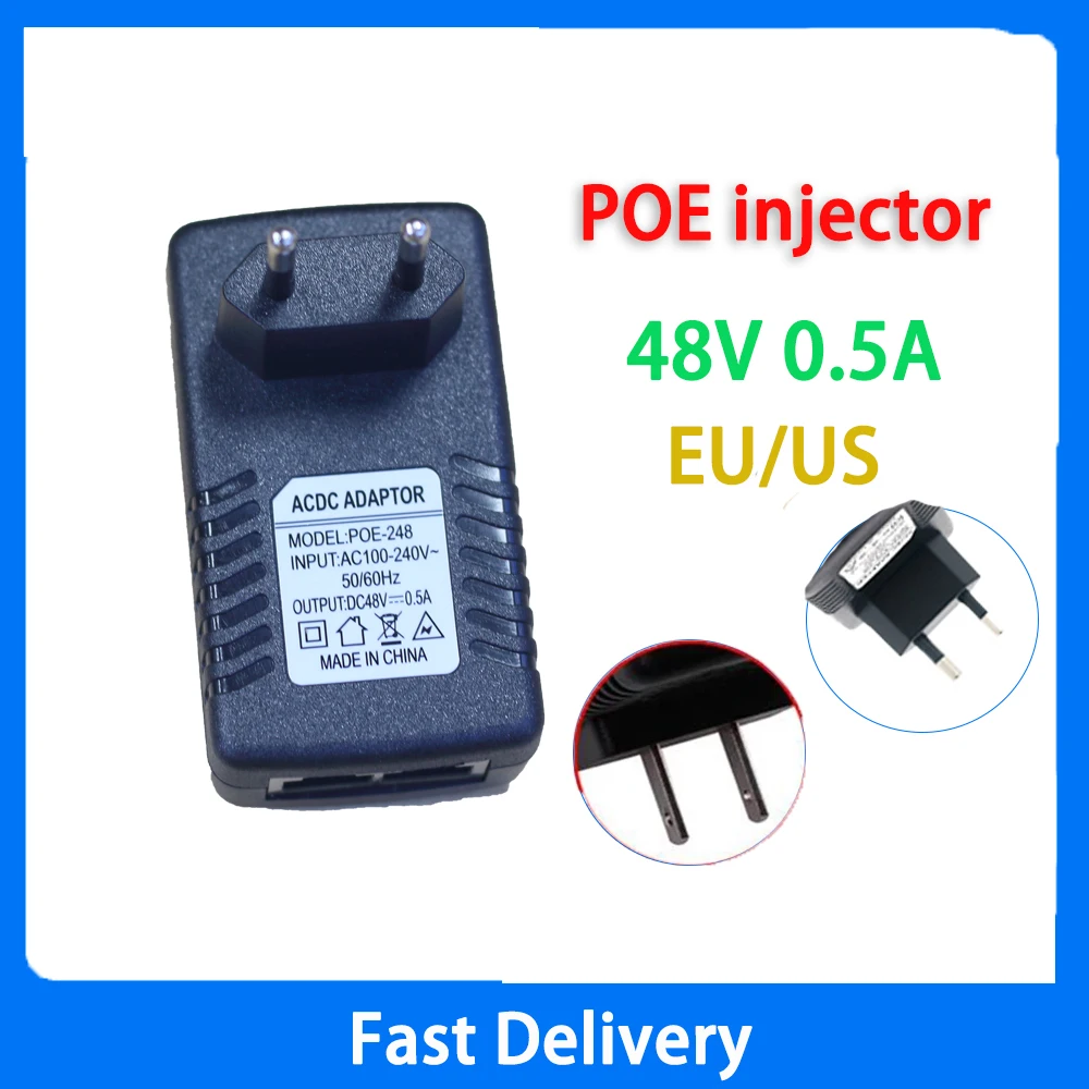 

48V POE Injector Ethernet CCTV Power Adapter 0.5A 24W POE for IP Camera IP Phones POE Switch Power Adapter EU/US Option