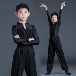 2026 Latin Dance Tops Black Long Sleeve V-neck Shirts Practice Clothes Ballroom Chacha Samba Tango Latin Performance Wear DN7113