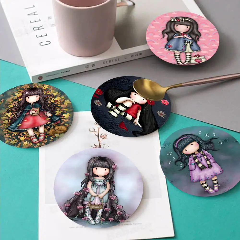 

Cute Girls SSantoro Gorjuss Wooden Coaster Colour Printing Cup Mat Home Desk Decoration Gifts