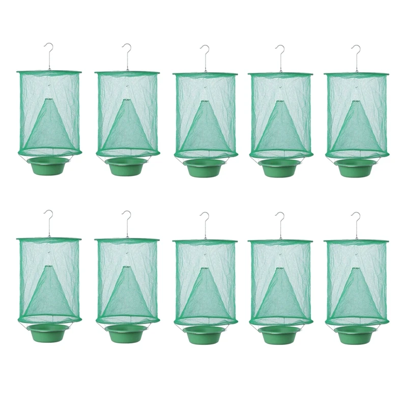 

10 Piece Fly Catcher Reusable Hanging Fly Trap Flytrap Cage Net Outdoor Garden Hanging Flycatcher Easy To Install