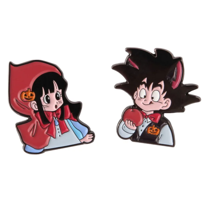 2PCS Goku Chichi Pins Pendant Anime Dragon Ball Badges Manga Brooches for Bag Backpack Clothing Lapel ACG Cosplay Toy Gift Decor