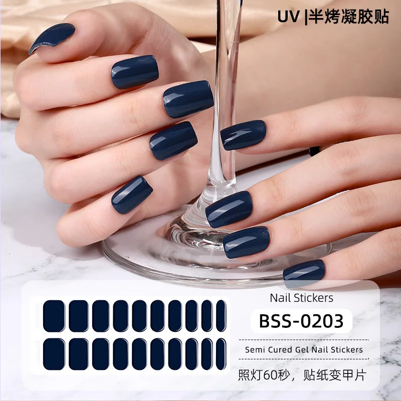 New Solid Color Semi-cured Gel Nail Stickers Rose Red Waterproof Long Lasting Full Paste Nail Art Stickers UV Lamp Need