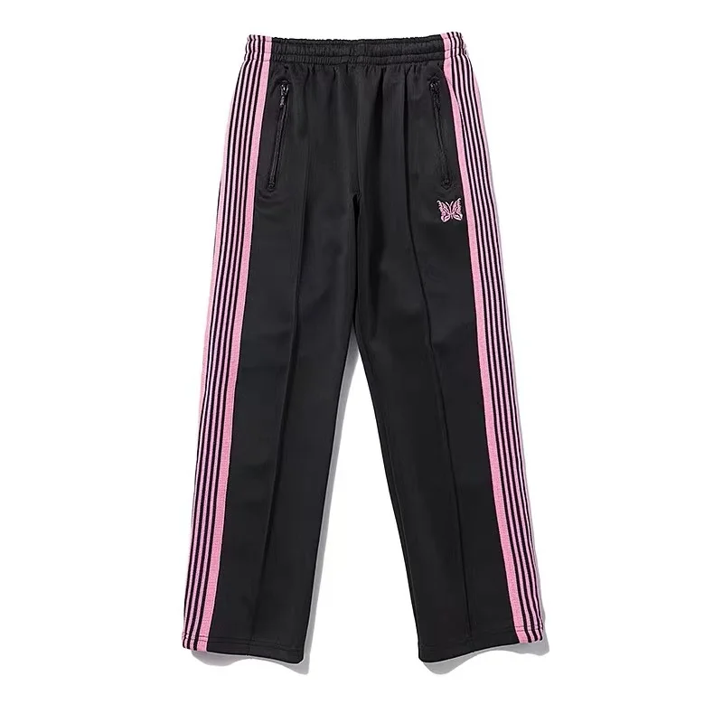 Mannen Vrouwen Geborduurde Vlinder Joggingbroek High Street Roze Kant Webbing Strepen Casual Sportbroek