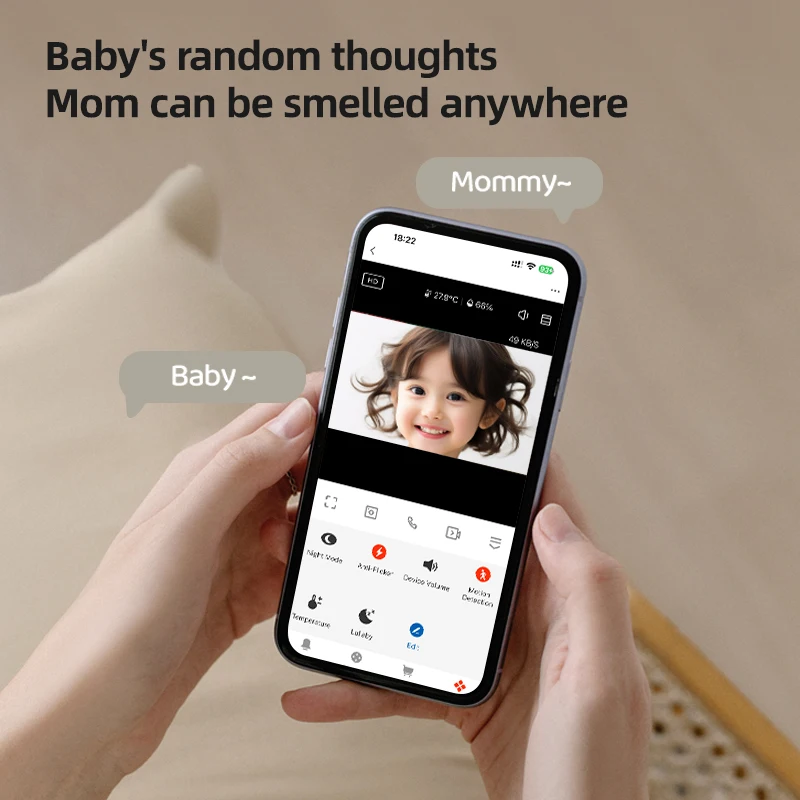 Danmini 2K HD Baby Monitor Tuya App Remote Control 3 Megapixel 120° Camera Temperature Detection Infrared Night Vision Babyphone