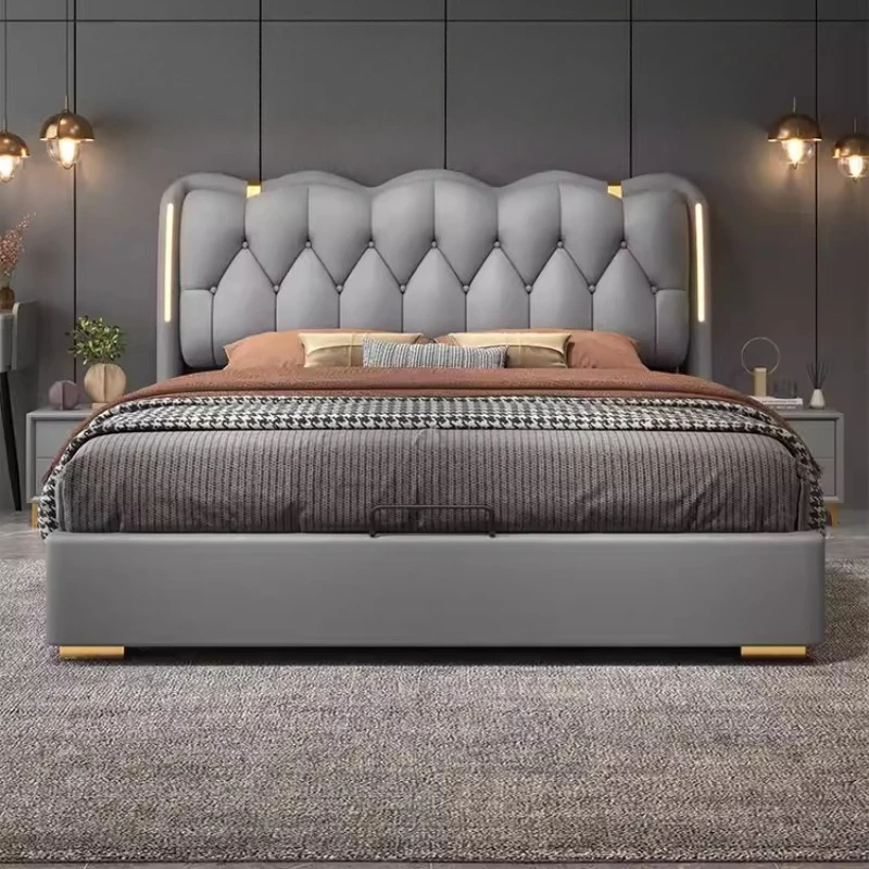 

Bedroom Modern Bed Headboards Luxury Space Saving Single Double Floor Bed Sleeping Design Letto Matrimoniale Unique Furniture