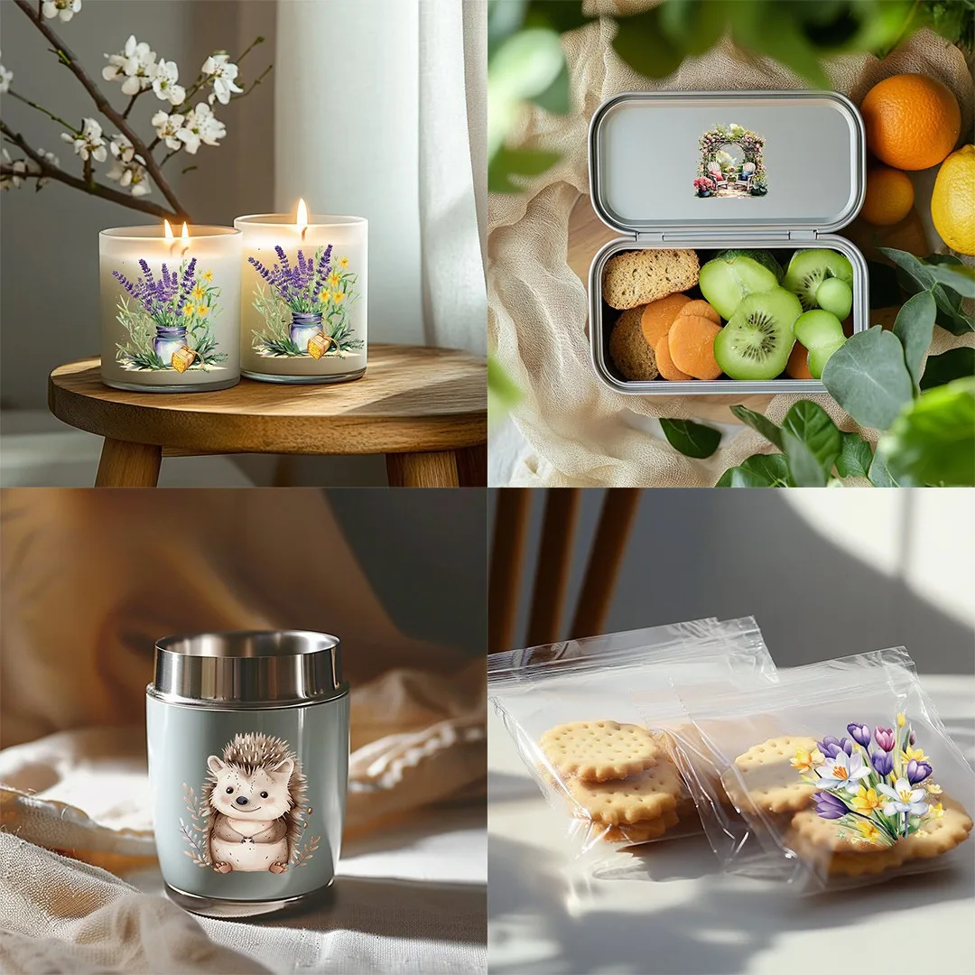 Cute Spring Hedgehog Sublimation UV DTF Stickers, Waterproof Sticker Pack for Decorating Mugs, DIY Supplies，3d Home Decoration