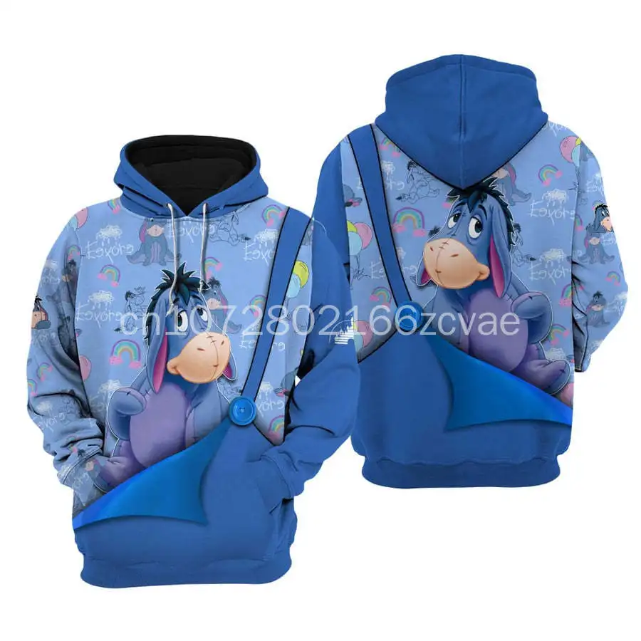 New Eeyore Hoodie 3D Printing Disney Casual Fashion Street Zipper Hoodie Men's and Women's Sweatshirt