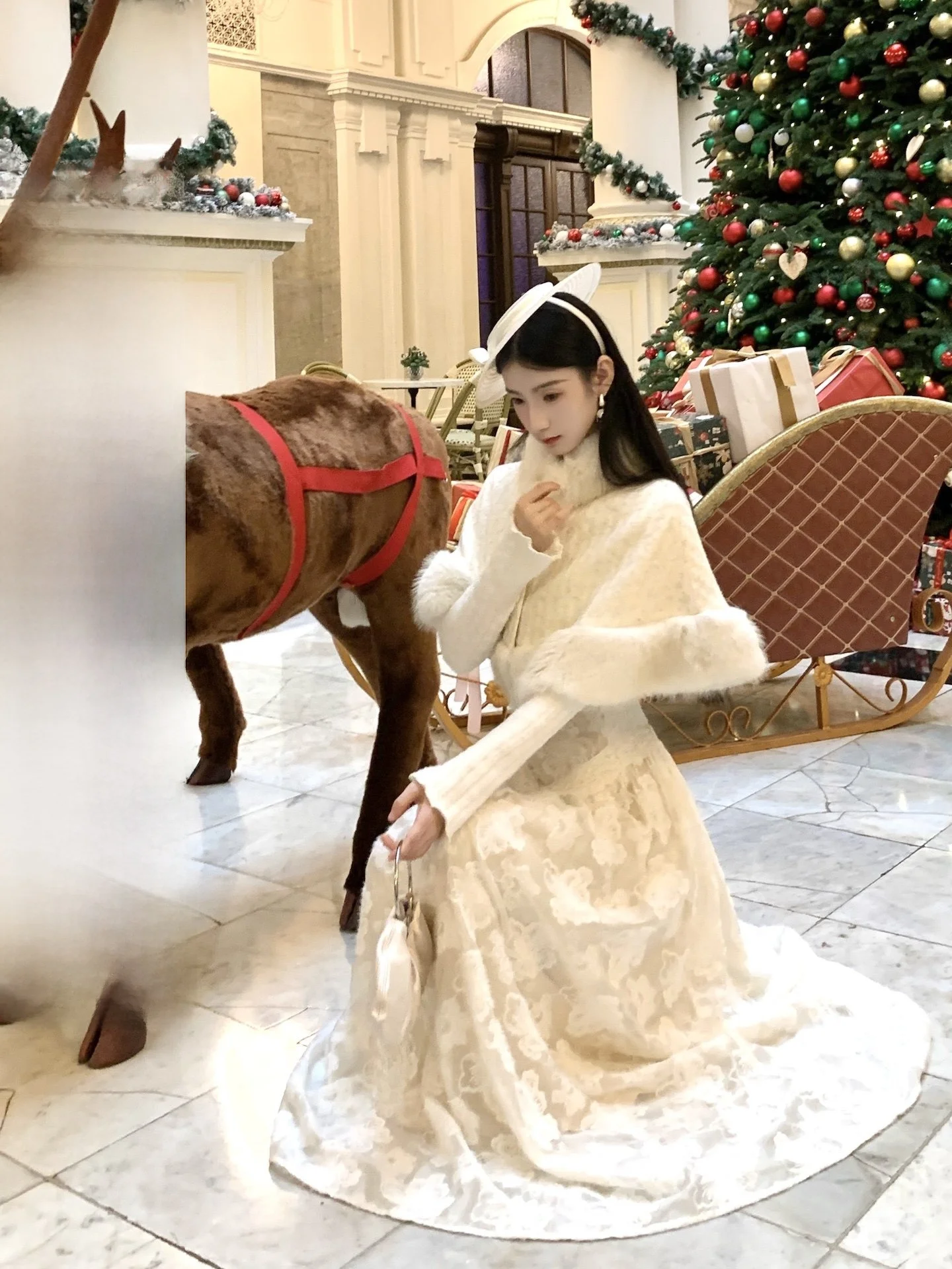 

Вязаное пальто Walkink YueTu с меховым воротником «Тысяча золотых», универсальная осенне-зимняя женская модная верхняя одежда