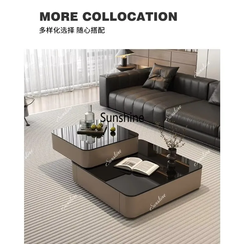 YItalian light luxury rotating coffee table living room household small apartment modern simplicity high sense design sense