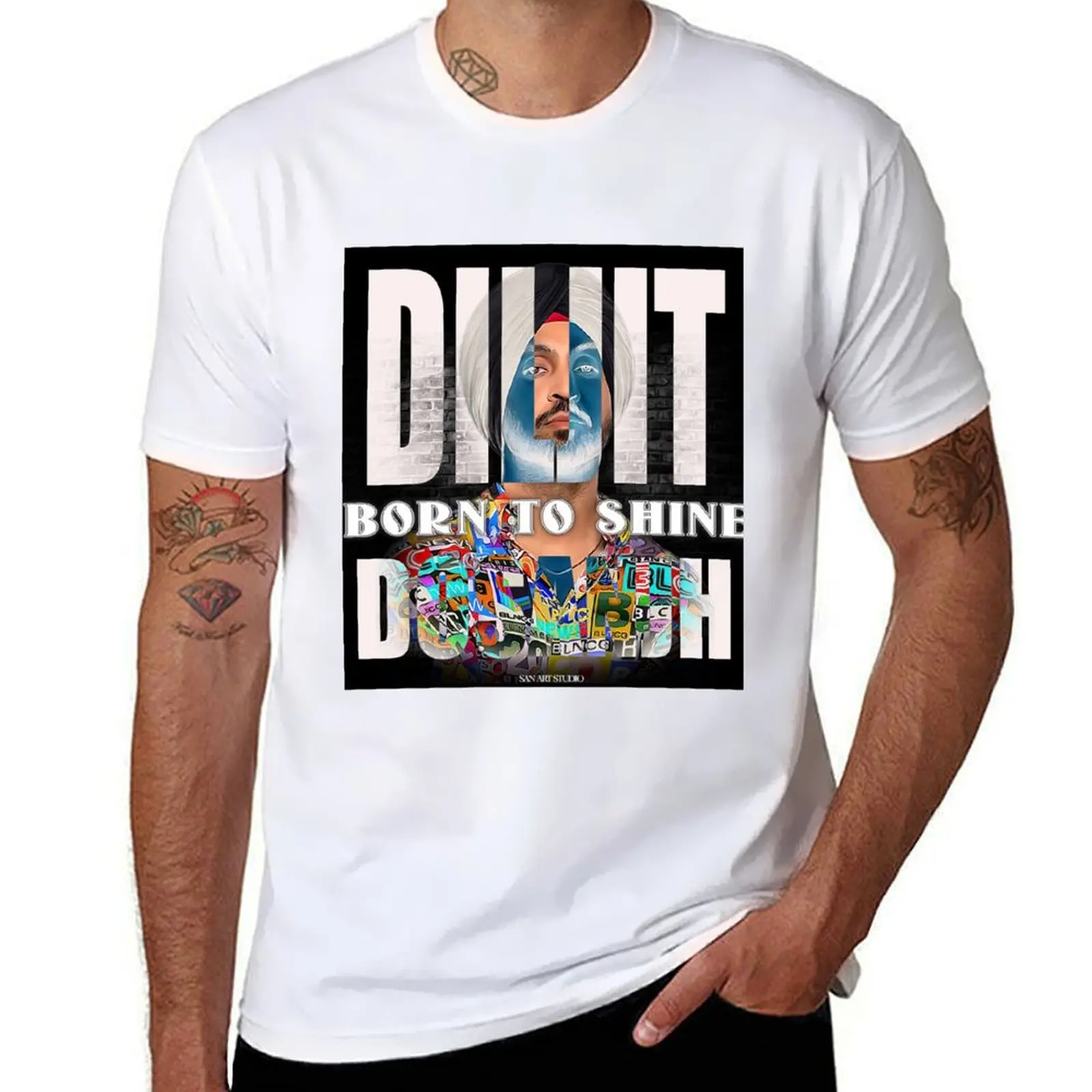 

Diljit Dosanjh Painting T-Shirt man t shirt summer man t shirts graphic T-Shirt