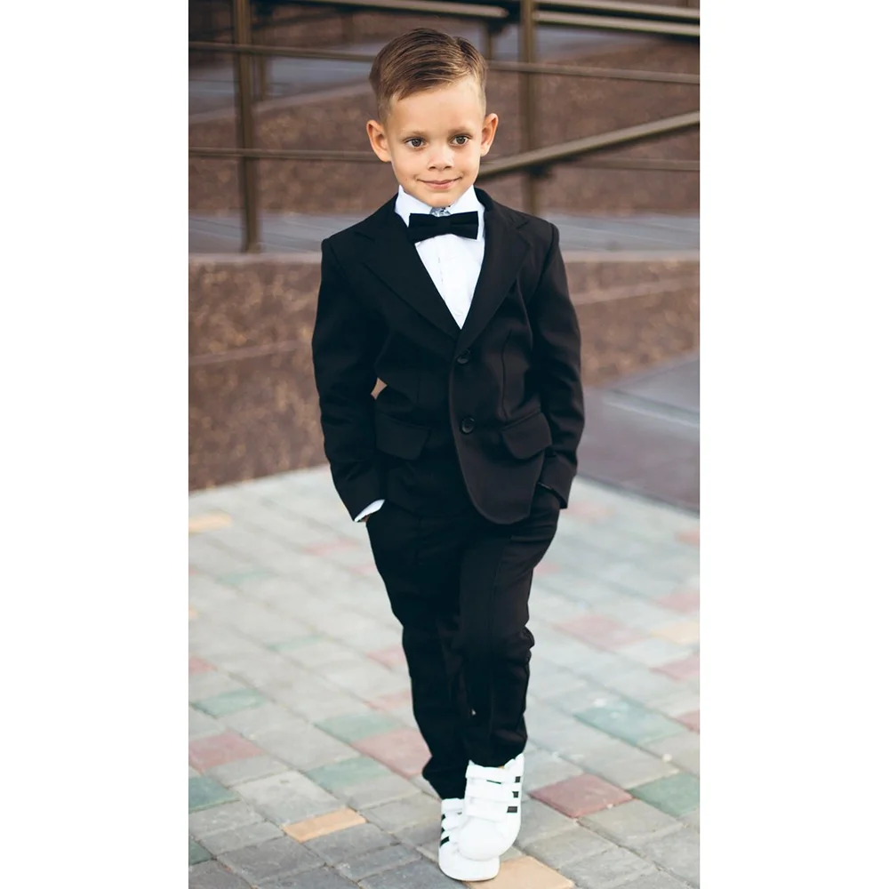 

Черные однобортные костюмы для мальчиков с надрезом, комплект из 2 предметов (пиджак + брюки), модные комплекты для мальчиков, комплекты для официальных мероприятий, дня рождения