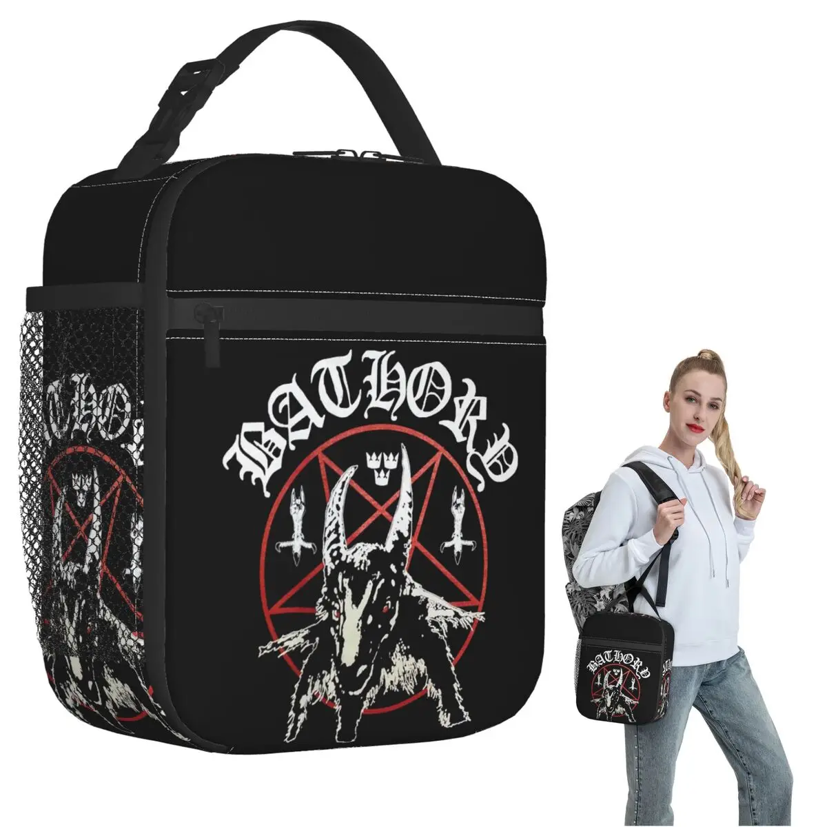 

Bathory Logo Insulated Lunch Bag for Women Kids Portable Food Boxes Thermal Lunch Box Tote