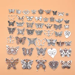 48pcs Antique Silver Color Butterfly Charms Collection For DIY Jewelry Making, 48 Styles, 1 of Each