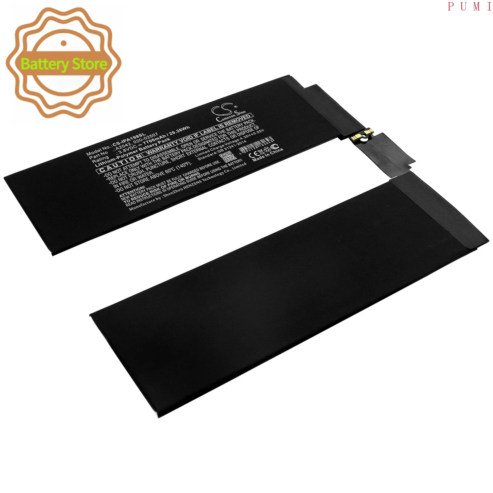 CS Replacement Battery for Apple iPad Pro 11,iPad Pro 11 2018 3rd Gen,A1980,A2013,A1934,A1979,iPad 8.3 PN:A 7700mAh / 29.26Wh