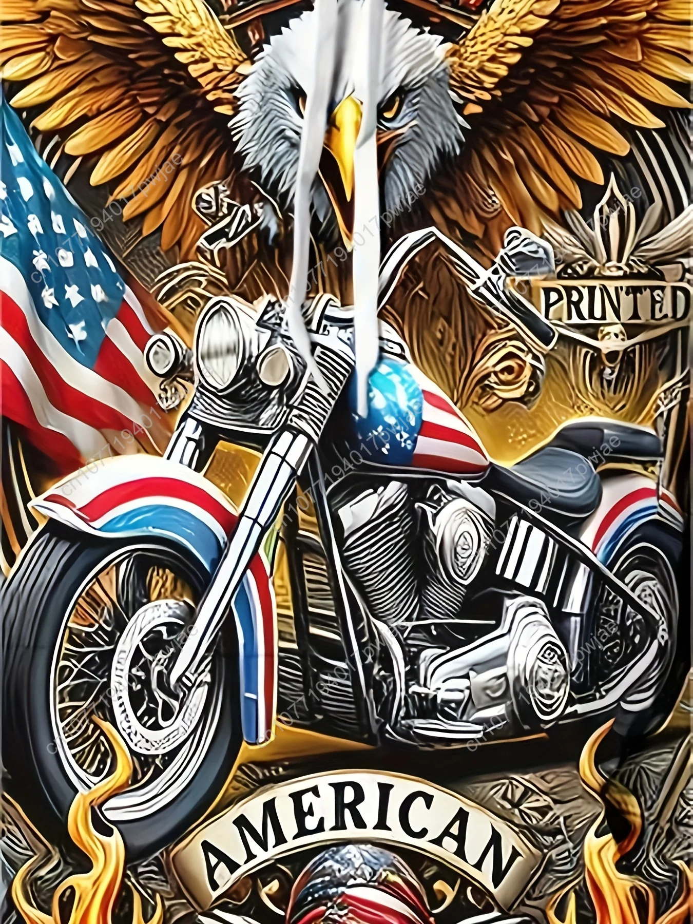 Herren-Kapuzenpullover mit patriotischem Adler und Motorrad-Grafik – langärmlig, lässiger Pullover mit Kordelzugtasche, amerikanisches Flaggen-Design, P