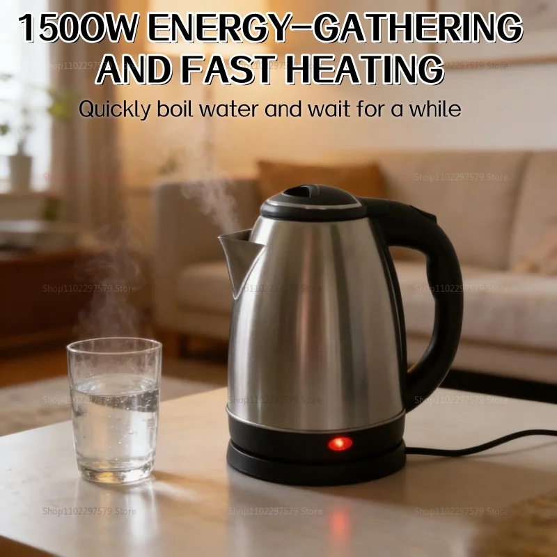 

Электрический чайник 2.0 л из нержавеющей стали, быстрый нагрев, портативный, для дома, отеля, офиса, умный электрический чайник