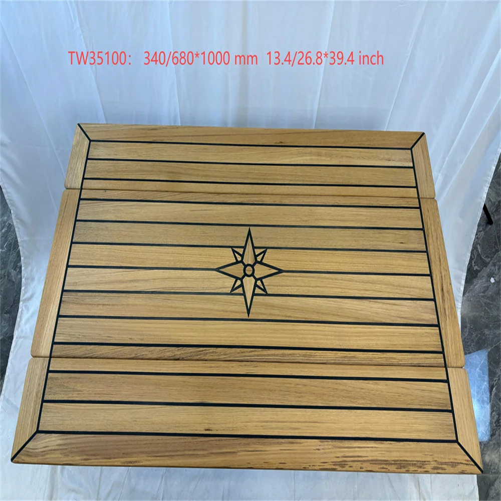 

Boat Rectangular Folding Teak Table Top Two Wing 340/680x600,340/680x800,340/680x1000,340/680x1250mm Star Inlay Marine RV v24hs6