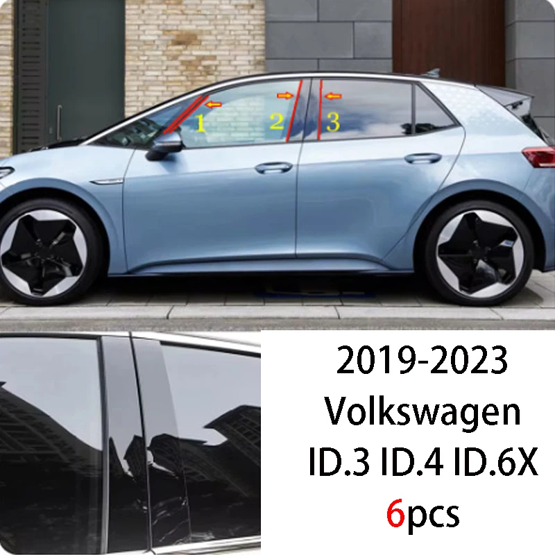 

Applicable to 2019-2023 Volkswagen ID.3 ID.4 ID.6X Pillar Decorative Window Door Frame Gloss Black Central Pillar Sticker