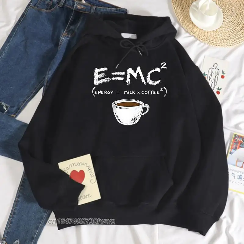 Energie = Milch + Kaffee Harajuku Hoodie Frauen Männer Sweatshirt Crewneck Tasche Kleidung Lose Pullover Pullover Weibliche