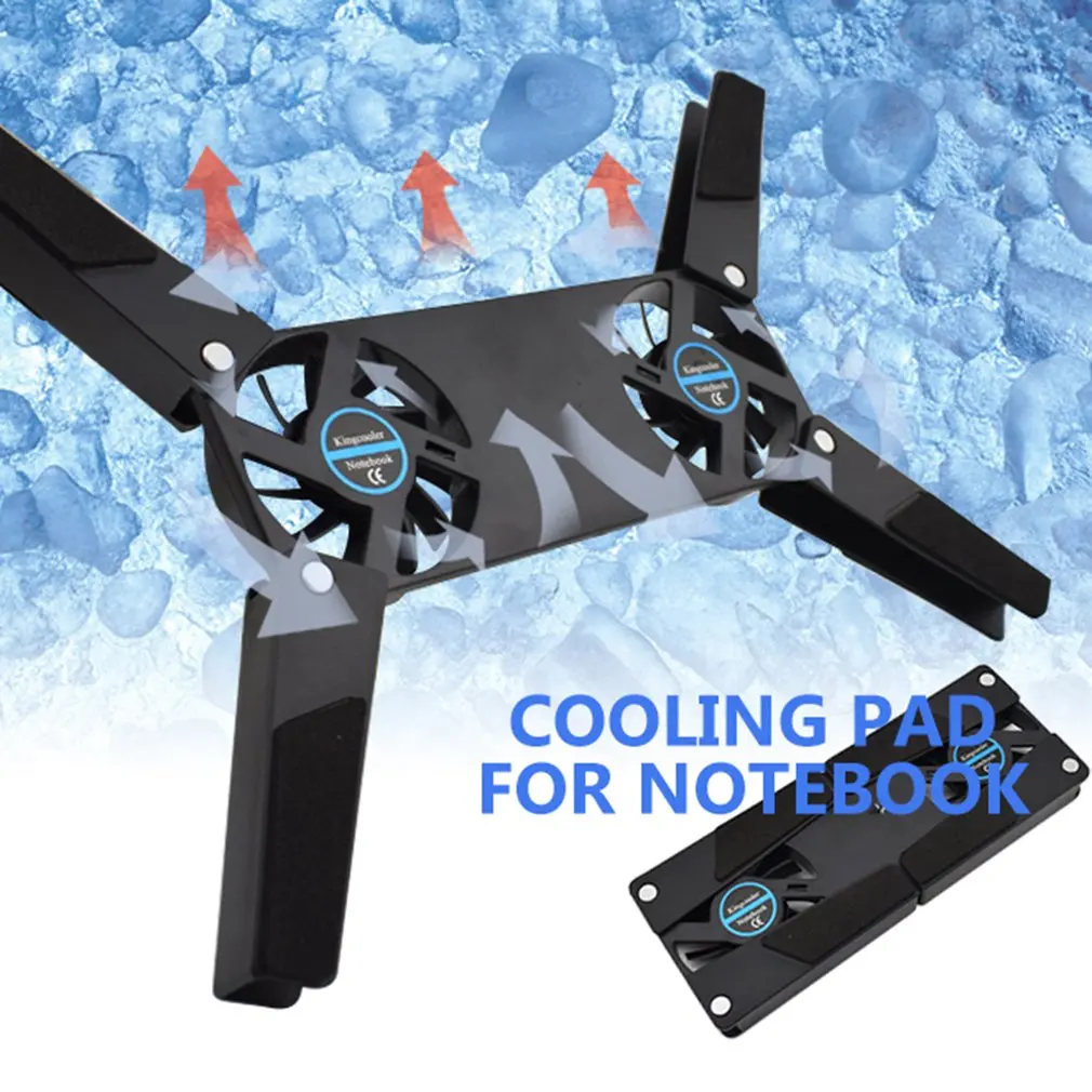 Laptop Desktop Stand Dual Cooling Fans Laptop Cooling Pad Foldable Support Rack Computer Components Laptop Table Folding Holder