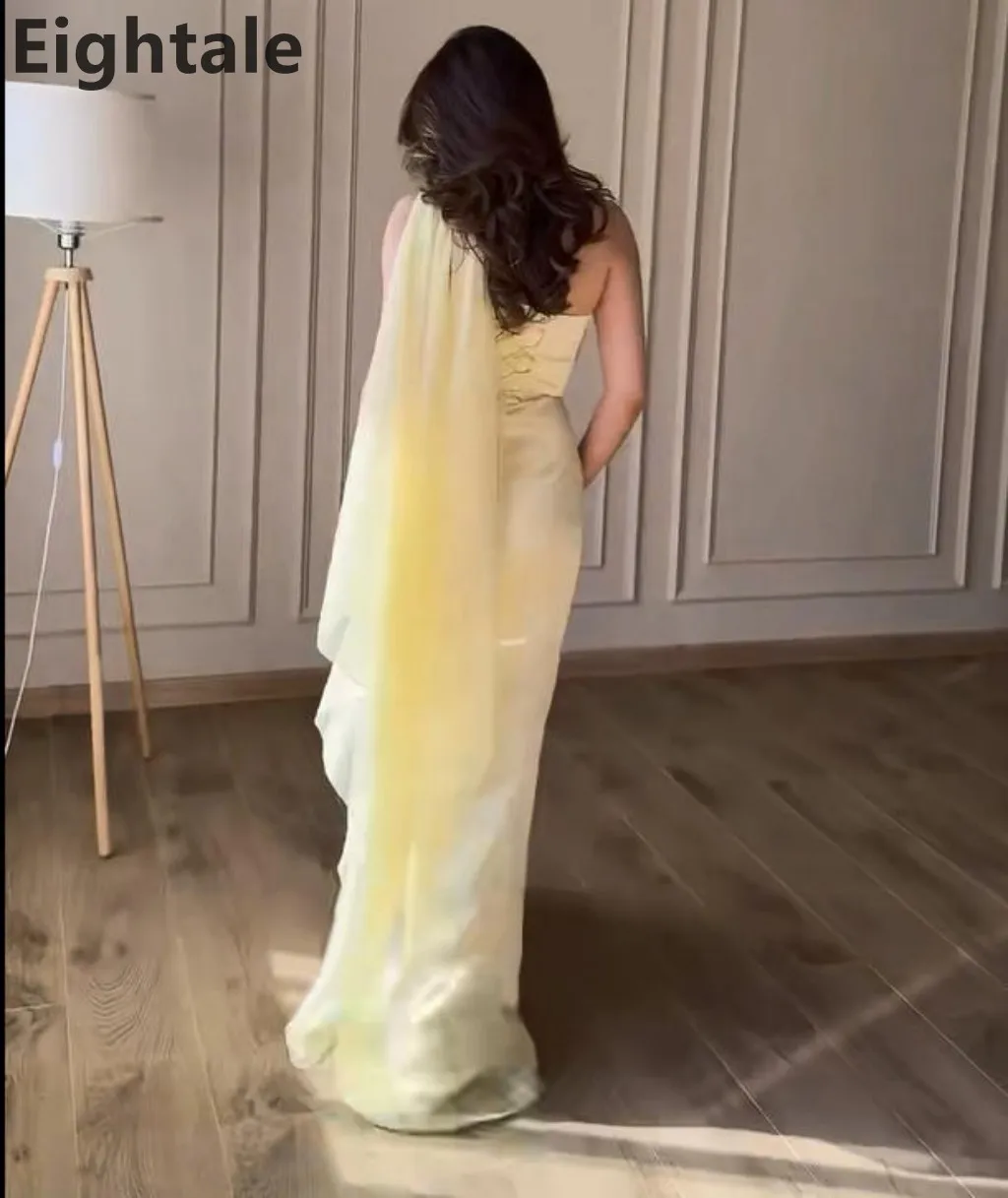 Eightale 2025 فستان حورية البحر الأبيض من الساتان بكتف واحد للحفلات الراقصة دبي فستان الحفلات المسائية فستان حفلات رسمي مخصص رداء السهرة #4