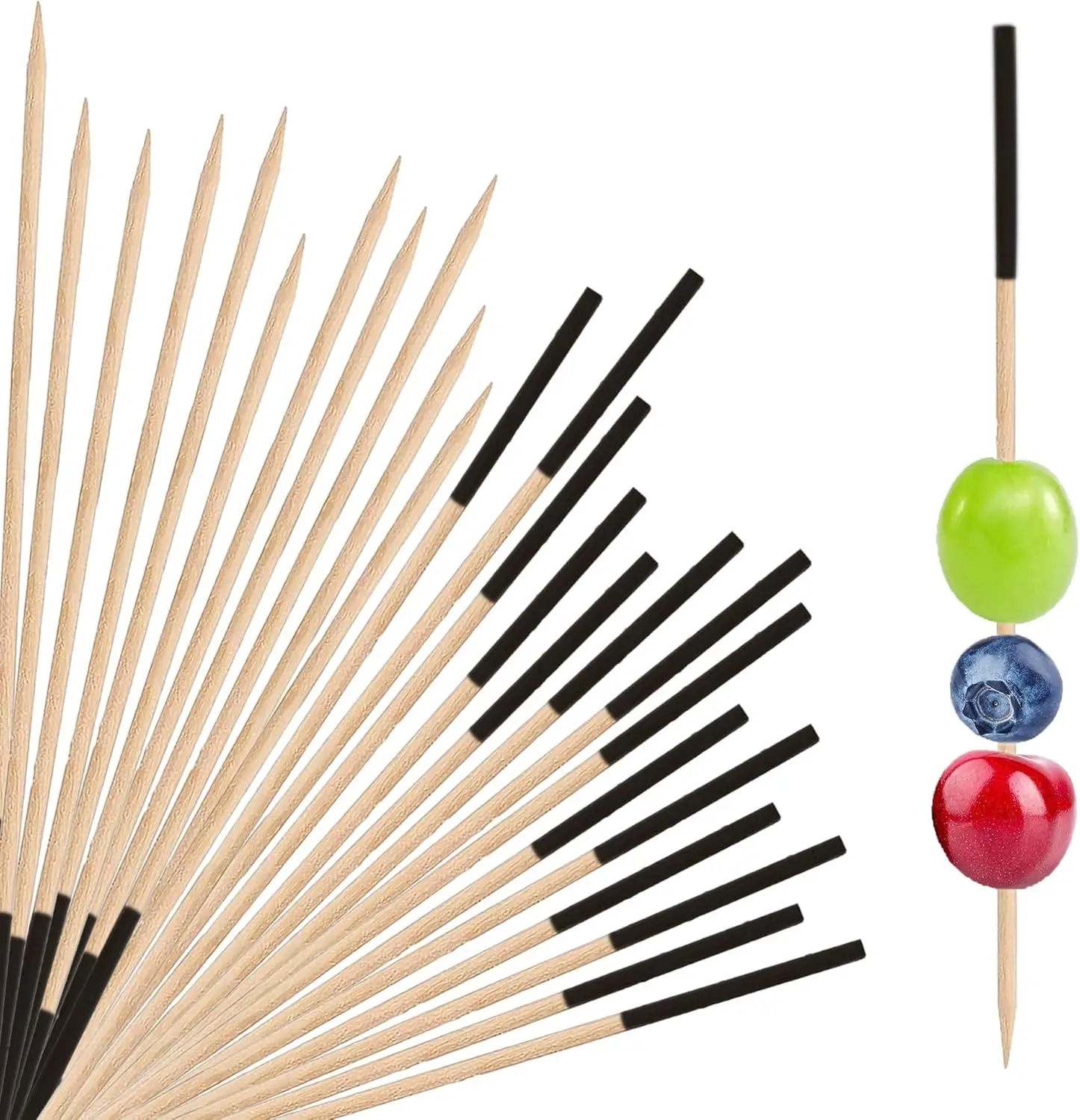

200 Pack Bamboo Toothpicks for Appetizers, 2mm 4.7 Inch Natural Bamboo Cocktail Picks for Cake Dessert Food Fruit Party Decorati
