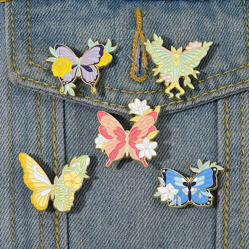 Insect Flower Butterfly Enamel Pin Animal Decorative Backpack Clothes Lapel Pin Woman Jewelry Brooch for Friend Gift Accessories