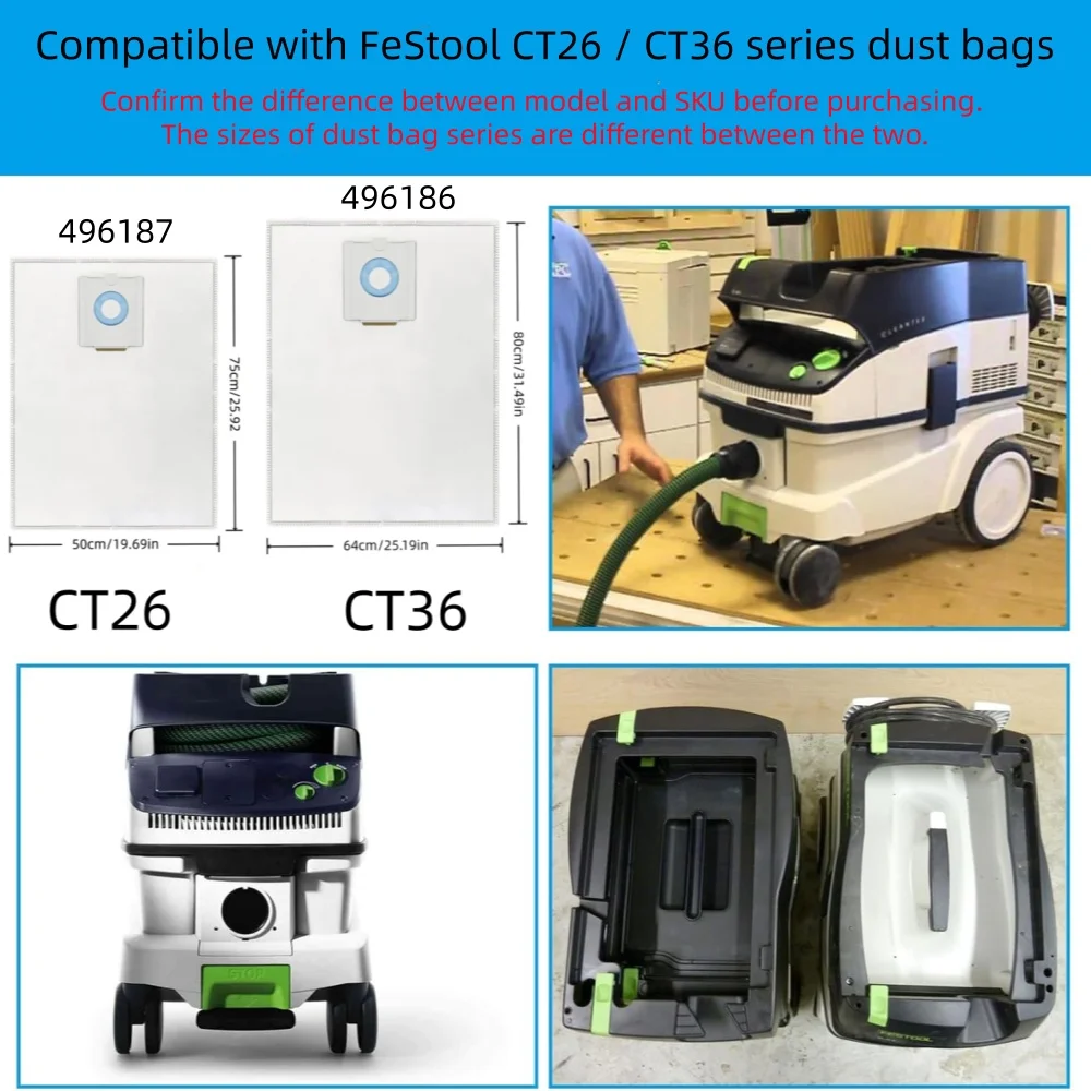 Suitable for FeStool CT26 E/ CTL 26 /CTM 26 /CT36 /CTL 36 /CTM 36 E Vacuum cleaner dust bag accessories 496186/496187 dust bag