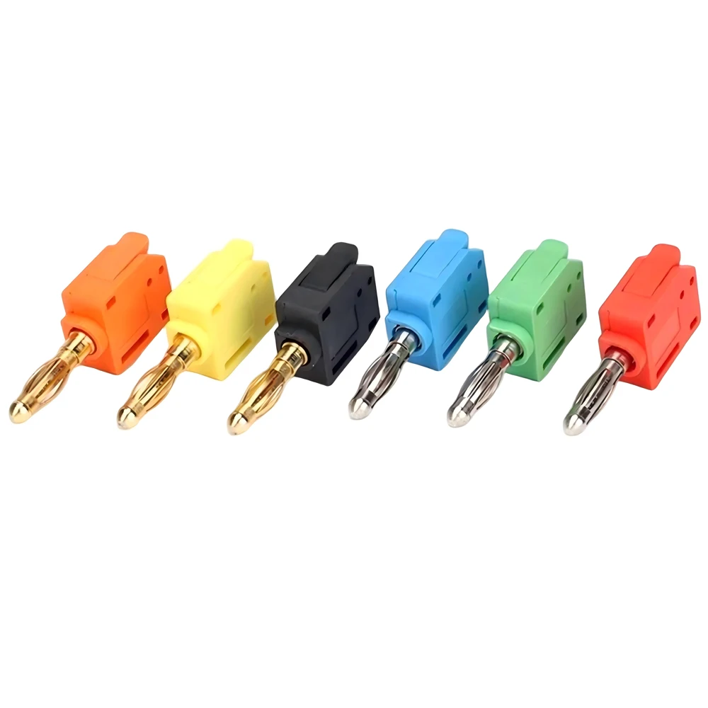 1PCS 24A Solderless Banana Plug Press Fit Terminal Lantern Type Connector Brass Nickel Plated Fit 0.5-2.5mm² Wire Banana Plug
