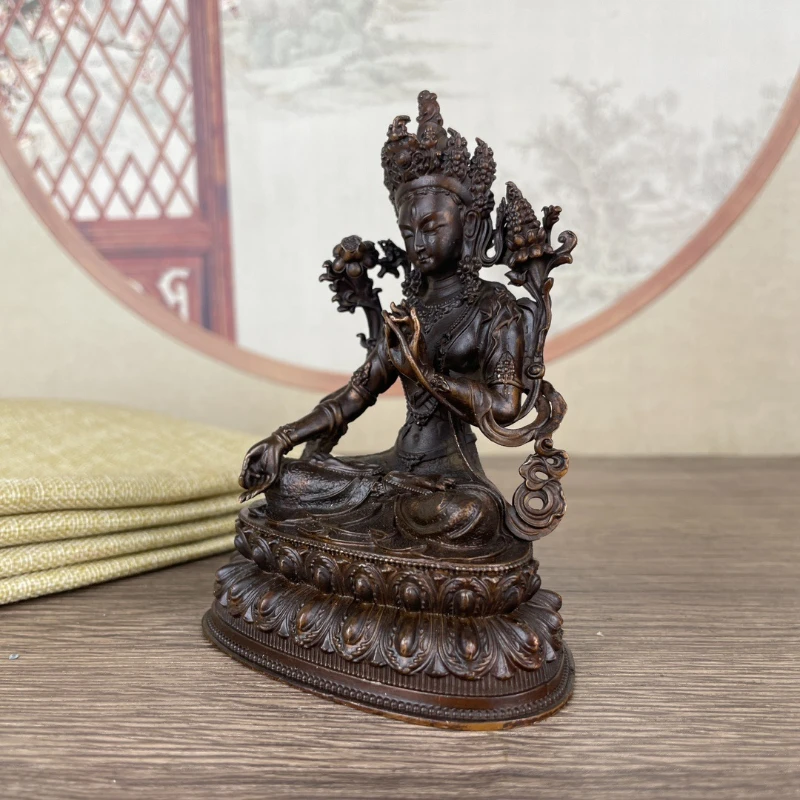 Petite statue de bouddha Tara blanche en cuivre nickel é, ameublement antique, décorations de bureau, artisanat, accessoires, cadeaux