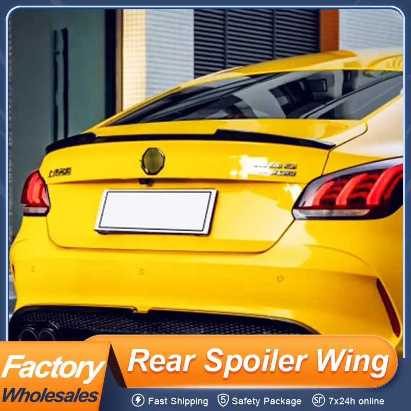 

For MG5 2021 2022 2023 Rear Trunk Lid Ducktail Lip Spoiler Wing ABS Plastic Material Unpainted Black Carbon Color Accessories