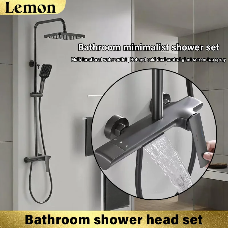 

Luxury Bath Shower Mixer Faucet Shower Set Rainfall Brass Shower Head In Wall Rain Shower Faucet with Handshower Brass Spout
