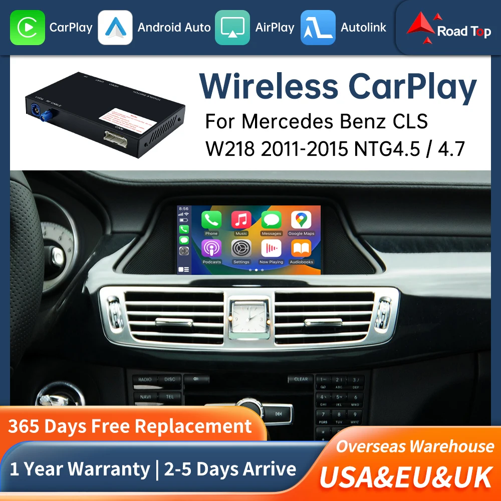 Road Top Wireless CarPlay Decoder Android Auto for Mercedes Benz CLS W218 NTG4.5 4.7 2011-2015 With Mirror Link AirPlay Car Play