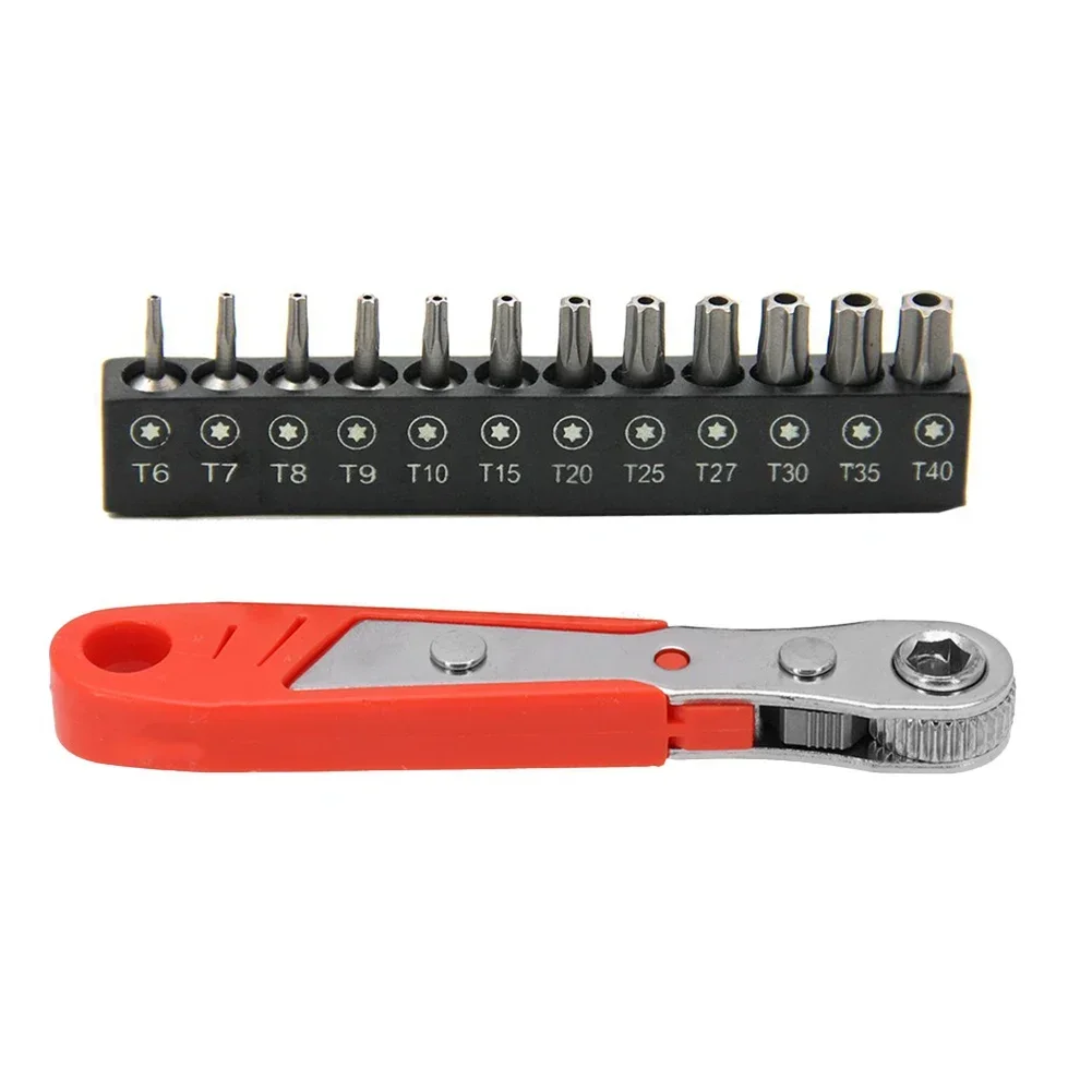 1pc Screwdriver With Torx Bits Set Ratchet Wrench With Hole T6-T40 Electric Screw Driver ScrewdriverHex Star Spanner Hand Tools﻿