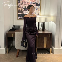 SSYTENS Saudi Evening Dresses Woman Customized Elegant Satin Mermaid Prom Party Gown Long Sleeves Formal Occasion Plus Dress