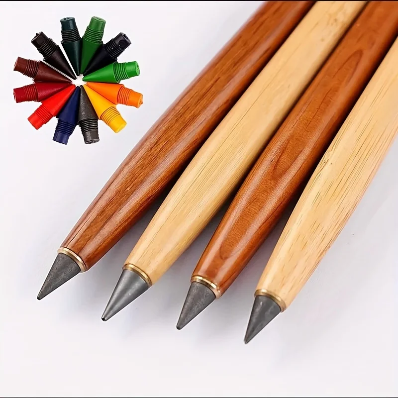 13Pcs/set Everlasting Pencil Unlimited Writing Solid Wooden Pencil HB Replacement Set Student Drawing Art Pencil School Supplies