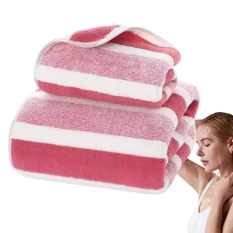 Bath Towel Set Face Wash Towel Soft Bath Towels Set Wrapped Wide Strip Towel Adult Towel Highly Absorbent Stripe Towel Set