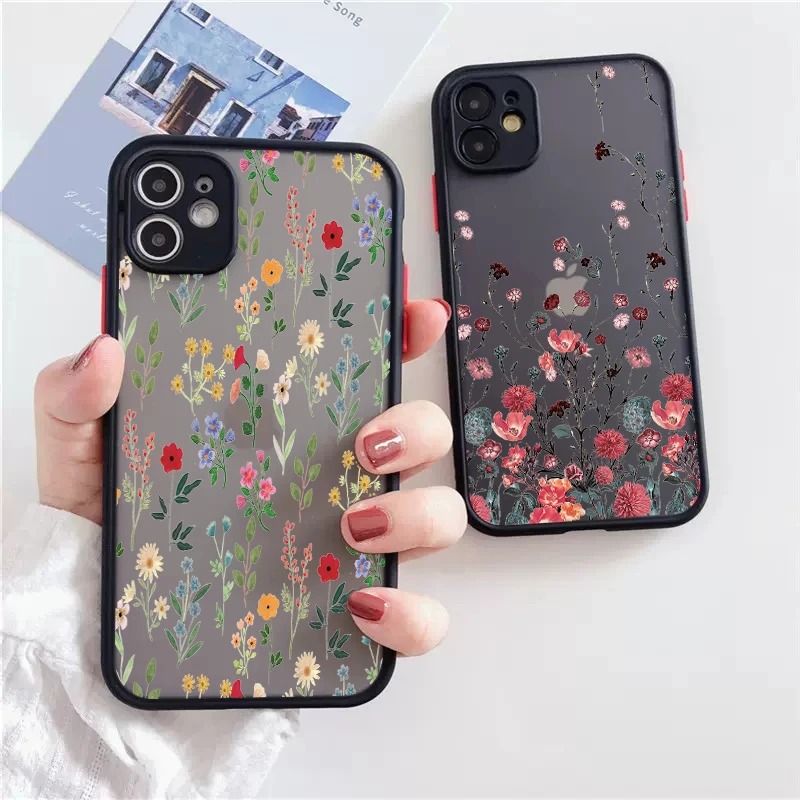 

Flower Phone Case For iPhone 15 14 13 12 11 Pro Max XS X XR 7 8 15 Plus SE 2022 Shockproof Soft Silicone Bumper Clear Back Cover