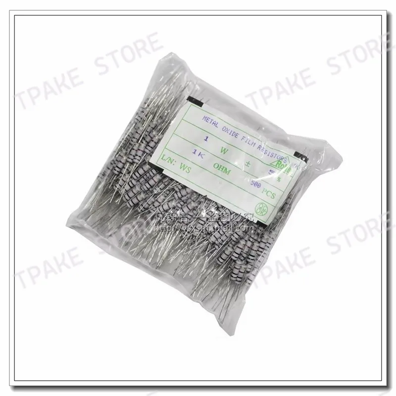 500pc 1W Metal Oxide Film Resistors 1K 1.2R 1.5E 1.8ohm 2.2 2.4 2.7 3.3 3.6 3.9 4.3 4.7 5.1 6.2 6.8 7.5 8.2 9.1Ohm