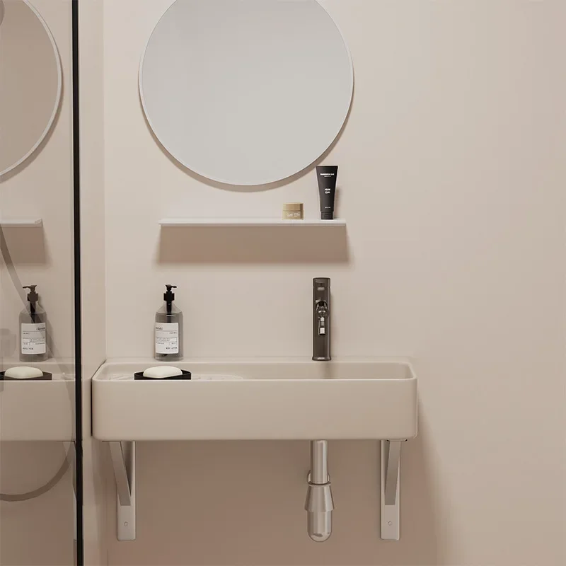 

useful Small Apartment with Extended Narrow Side Wall-mounted Ceramic Wash Basin Balcony Wash Basin, Simple Hanging Basin