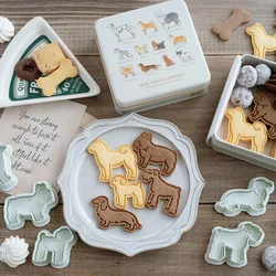 5Pcs Christmas Puppy Cutters Cookie 3D Baking molds Fondant Cake Decoration pastry Biscuit Stamp Baking Accessories