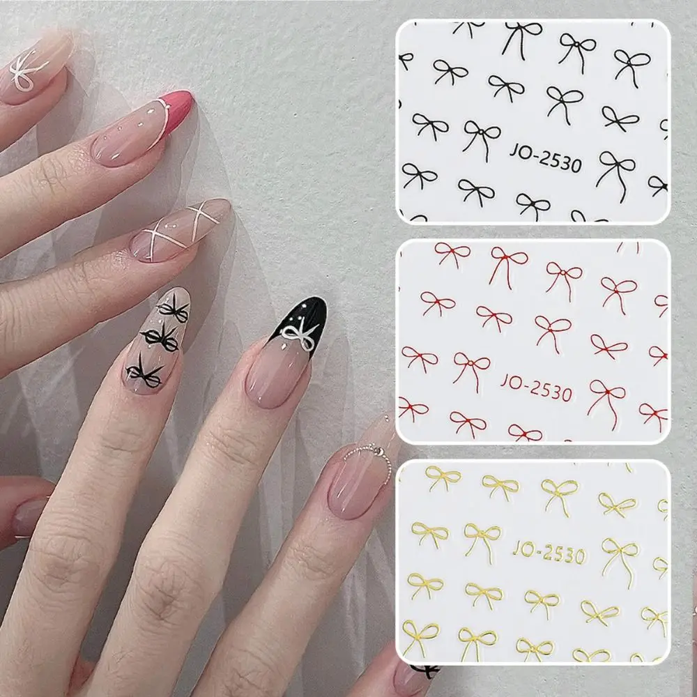 Waterproof Bow Nail Art Stickers Glitter Shining Adhesive Slider Nail Art Decoration Long Lasting Nail Art Sticker DIY Manicure