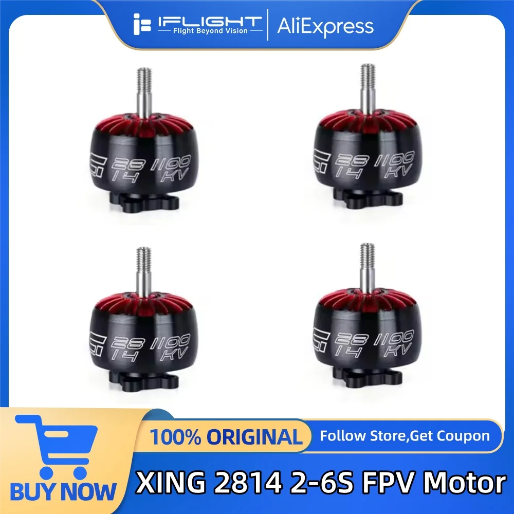 

1/4 PCS iFlight XING 2814 2-6S FPV Motor 1100KV 19*19 φ3mm Mounting Holes Suitable for 9/10 inch Drones RC FPV Drone Parts