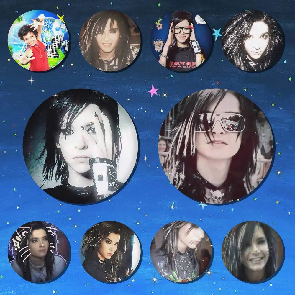 A-Tokio Hotel Bill Kaulitz Tinplate Brooch Figure Icon Badge Handmade Brooches For Backpack Clothes Decoration