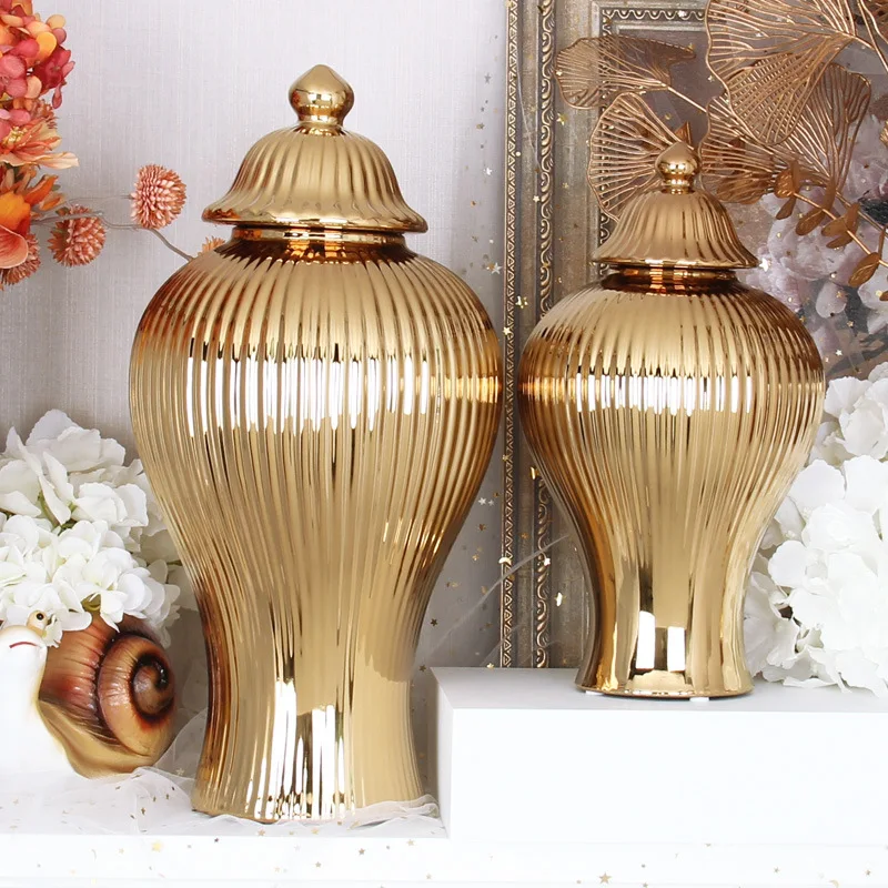 

PYJ light luxury ceramic general jar living room entrance jar flower arrangement vase handicraft table ornament
