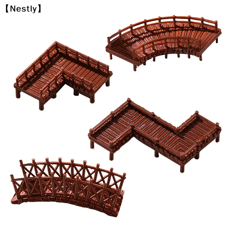 Chinese Bridge Statue Ancient Building Model Japanese Pavilion Decorations Miniature Zen Garden Aquarium Bonsai Ornaments〔Nest〕